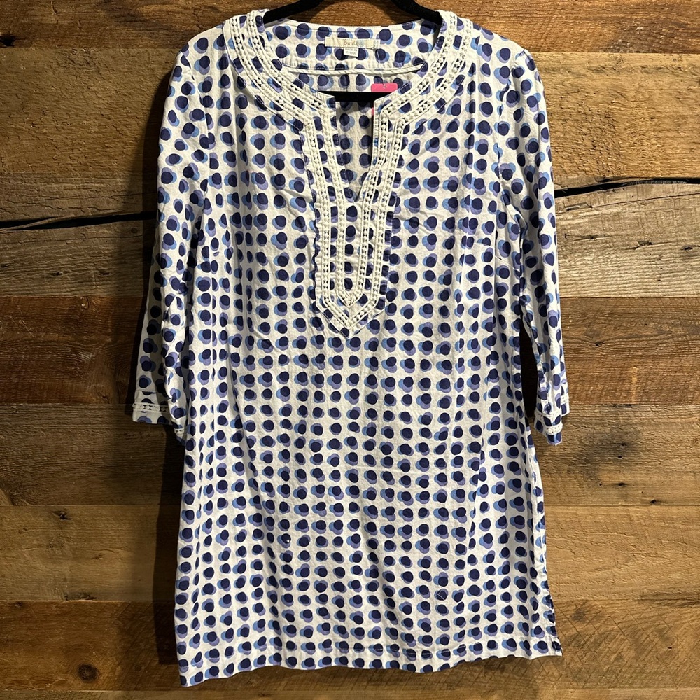 Boden Navy and Light Blue Polka Dot Tunic